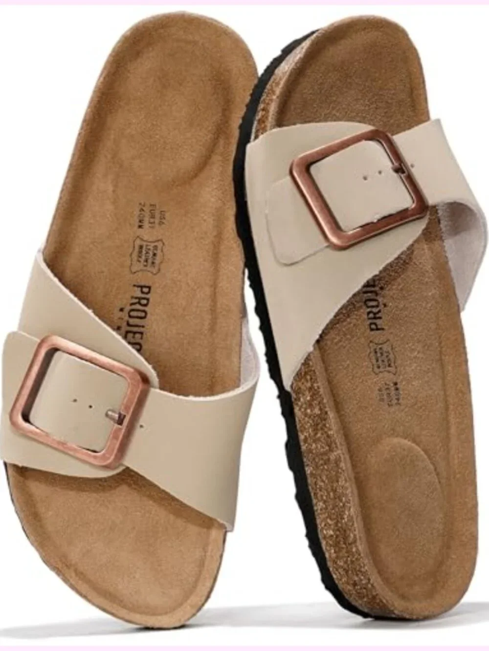 100% Genuine Leather Sandals Slides Memory Foam Insole Women Dressy Beach